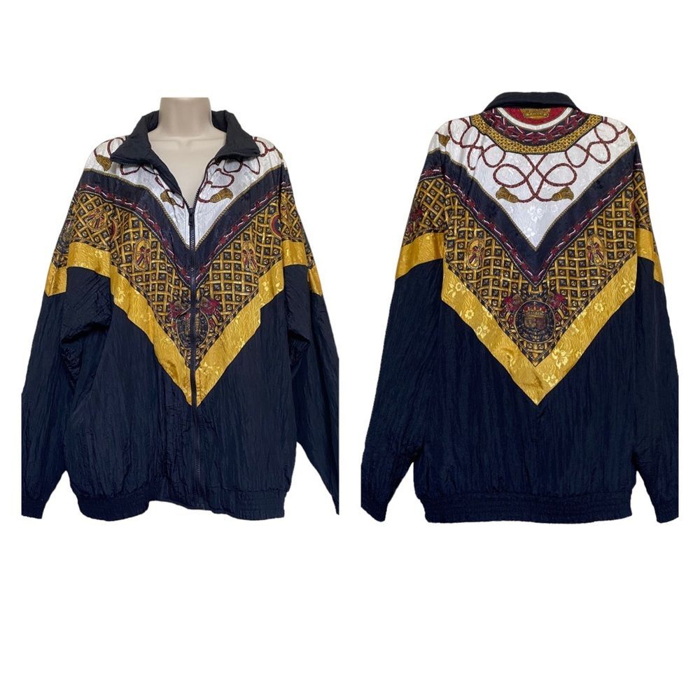 Vintage Lauren Brooke 90s Scarf Print Bomber Jacket Windbreaker Womens 1X